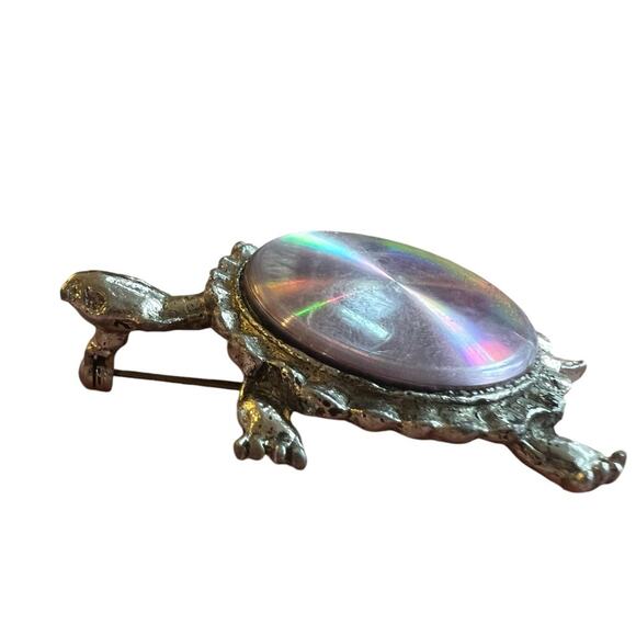 Vintage Hologram Turtle Brooch Silver Tone Holographic - Picture 3 of 8